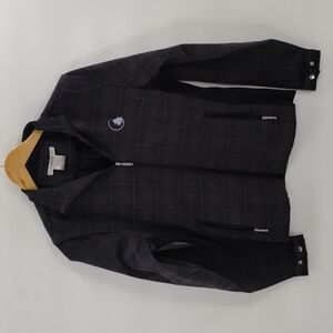 Nike Golf dark gray pin plaid  fitted zip up jacket size medium size stretch